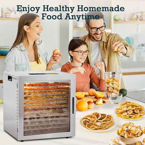 آلة تجفيف الطعام، مجفف مجفف تجاري بقدرة 1000 واط من LIANQIAN للمتشنج، 12 صينية من الفولاذ المقاوم للصدأ، مؤقت 24 ساعة، تحكم في درجة الحرارة 190 درجة فهرنهايت، للأعشاب واللحوم والفواكه والزبادي، يتضمن كتاب الإيصالات in Kuwait