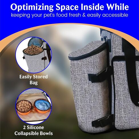ALEMAT Dog Travel Bag Kit Includes 1 Pet Travel Bag for Accessories and Supplies,1 Training Pouch, 2 Collapsible Bowls, 1 Large Food Container and 2 Removable Shoulder Straps - Dog Travel Backpack in Saudi Arabia