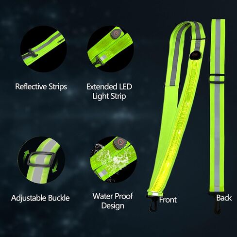 وشاح حزام عاكس LED، أضواء أمان لمعدات المشي للمشاة في الليل، وشاح وامض LED قابل لإعادة الشحن، قابل للتعديل أثناء الليل، معدات أمان تضيء حزام الجري للمشي ليلاً in Kuwait