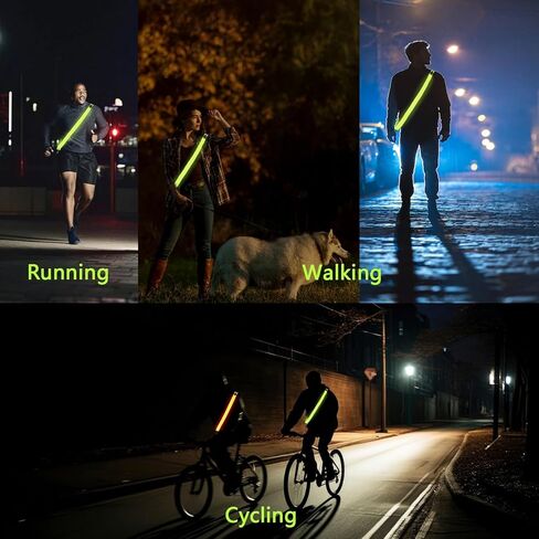 وشاح حزام عاكس LED، أضواء أمان لمعدات المشي للمشاة في الليل، وشاح وامض LED قابل لإعادة الشحن، قابل للتعديل أثناء الليل، معدات أمان تضيء حزام الجري للمشي ليلاً in Kuwait