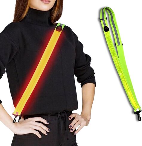 وشاح حزام عاكس LED، أضواء أمان لمعدات المشي للمشاة في الليل، وشاح وامض LED قابل لإعادة الشحن، قابل للتعديل أثناء الليل، معدات أمان تضيء حزام الجري للمشي ليلاً in Kuwait