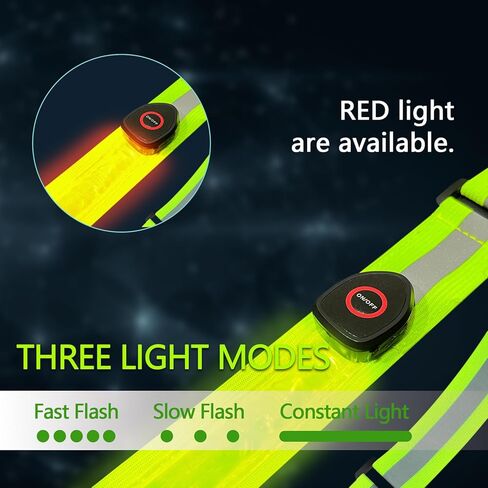 وشاح حزام عاكس LED، أضواء أمان لمعدات المشي للمشاة في الليل، وشاح وامض LED قابل لإعادة الشحن، قابل للتعديل أثناء الليل، معدات أمان تضيء حزام الجري للمشي ليلاً in Kuwait