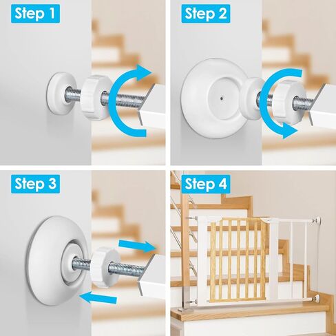 ThinkPet Dog Gate قضيب مغزل Y طويل جدًا لمحول درابزين الدرج، M9.5 (9.5 مم) جزء مسمار بديل لبوابات أمان مثبتة على ضغط الحيوانات الأليفة 4 قطع - أبيض in Kuwait