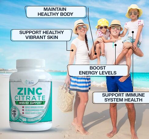 Vita Miracle Zinc Citrate 30mg - Boost Immune System Adults Kids Safe Immune Supplement Support Vitamin Alternative to Lozenge Liquid and Chewable Tablets in Kuwait