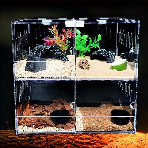 TREELF خزان تررم للزواحف، 4 شبكات صندوق ضميمة قفص الزواحف، تررم العنكبوت، للزواحف الصغيرة التي تعيش في الأشجار والبرمائيات والعناكب وغيرها من اللافقاريات in Kuwait