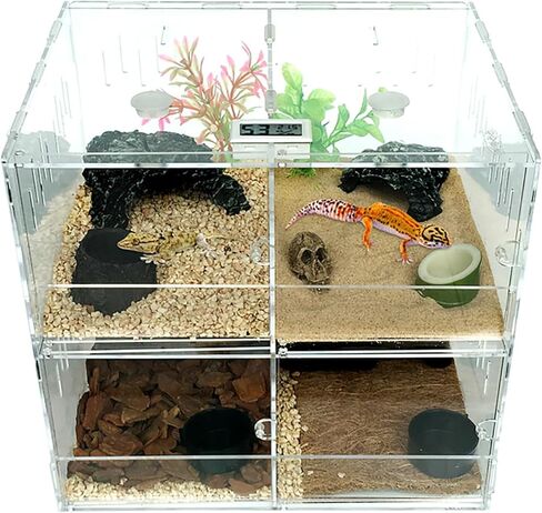 TREELF خزان تررم للزواحف، 4 شبكات صندوق ضميمة قفص الزواحف، تررم العنكبوت، للزواحف الصغيرة التي تعيش في الأشجار والبرمائيات والعناكب وغيرها من اللافقاريات in Kuwait