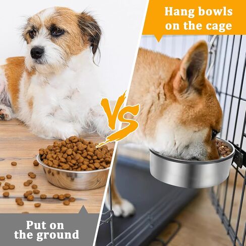 Vayugo Dog Crate Bowls, 2 Pack Stainless Steel Kennel Water Food Bowls with Clamp, Anti-Spill Hanging Pet Metal Bowls for Small Medium Large Dogs Use in Cage Kennel Crate in Saudi Arabia