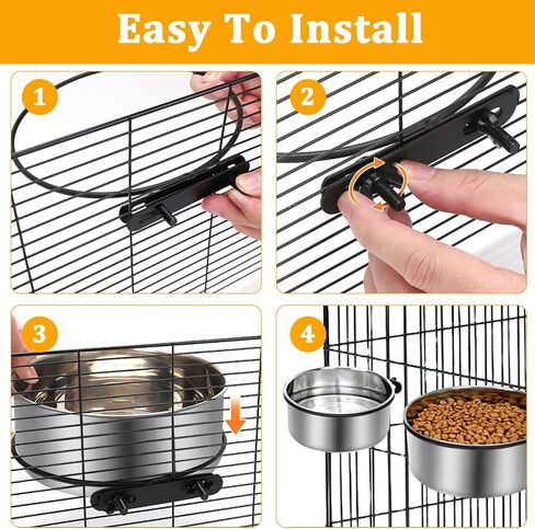 Vayugo Dog Crate Bowls, 2 Pack Stainless Steel Kennel Water Food Bowls with Clamp, Anti-Spill Hanging Pet Metal Bowls for Small Medium Large Dogs Use in Cage Kennel Crate in Saudi Arabia