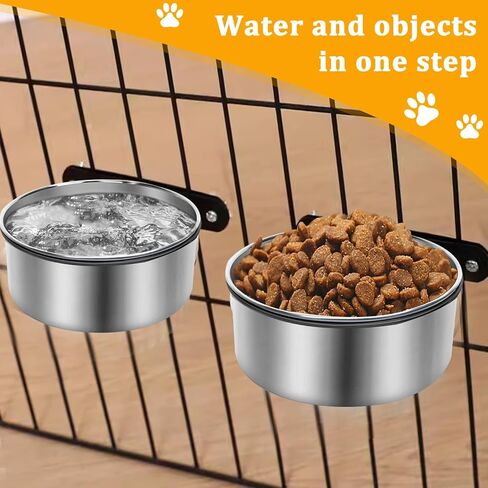 Vayugo Dog Crate Bowls, 2 Pack Stainless Steel Kennel Water Food Bowls with Clamp, Anti-Spill Hanging Pet Metal Bowls for Small Medium Large Dogs Use in Cage Kennel Crate in Saudi Arabia