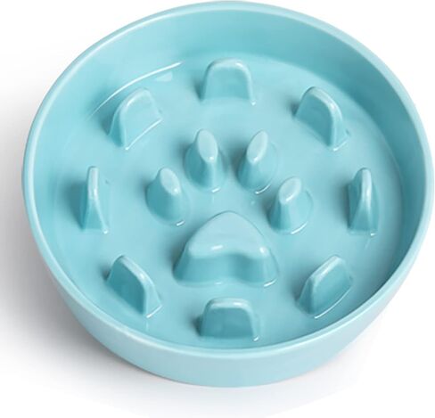 Slow Feeder Dog Bowls, Ceramic Fun Slow Eater Bowl for Small Medium Breed (White) in Saudi Arabia