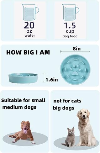 Slow Feeder Dog Bowls, Ceramic Fun Slow Eater Bowl for Small Medium Breed (White) in Saudi Arabia