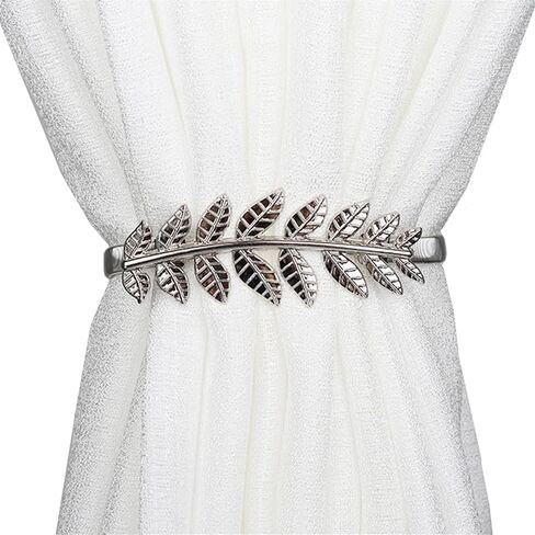 SWTOOL 6PCS ستارة معدنية Tiebacks الفضة ورقة الستار Holdbacks الزخرفية الحديثة أسلوب بسيط الستار التعادل ظهورهم الربيع الستار حزام، ورقة فضية in Kuwait