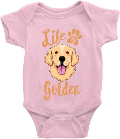 بدلة قطعة واحدة للأطفال بأكمام قصيرة من Life is Golden (Golden-Retriever) مصنوعة من القطن العضوي بنسبة 100% in Kuwait