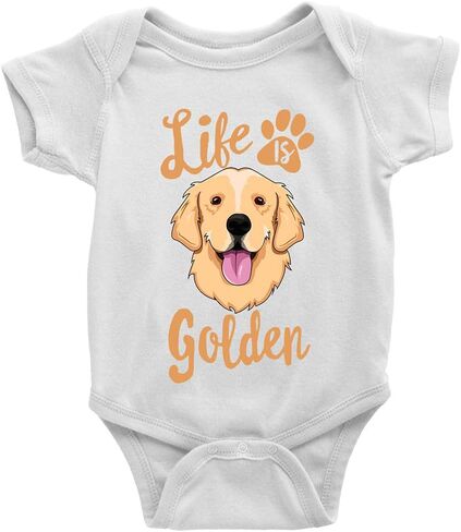 بدلة قطعة واحدة للأطفال بأكمام قصيرة من Life is Golden (Golden-Retriever) مصنوعة من القطن العضوي بنسبة 100% in Kuwait