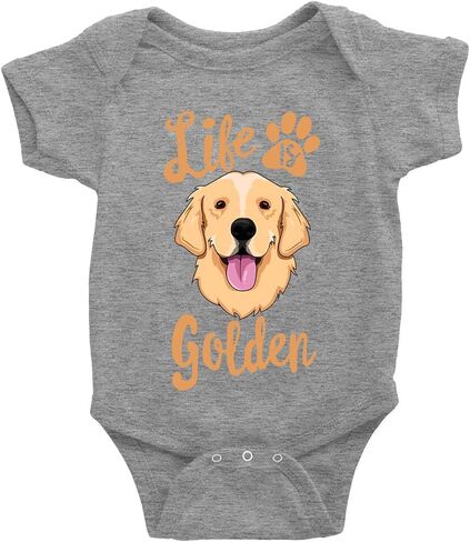 بدلة قطعة واحدة للأطفال بأكمام قصيرة من Life is Golden (Golden-Retriever) مصنوعة من القطن العضوي بنسبة 100% in Kuwait