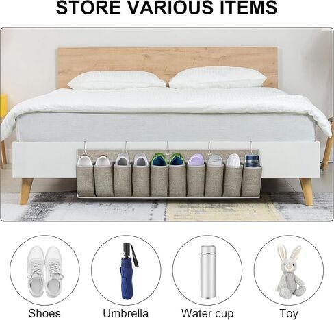Libeder RV Shoe Organizer, Bedside Hanging Storage Pocket, 2 Pack, Dorm Bed Bedside Caddy with 10 Pockets for Slippers, Toys and Tool Accessories, Khaki in Saudi Arabia