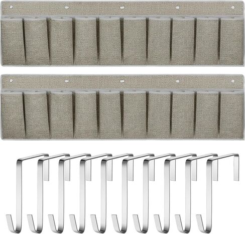 Libeder RV Shoe Organizer, Bedside Hanging Storage Pocket, 2 Pack, Dorm Bed Bedside Caddy with 10 Pockets for Slippers, Toys and Tool Accessories, Khaki in Saudi Arabia