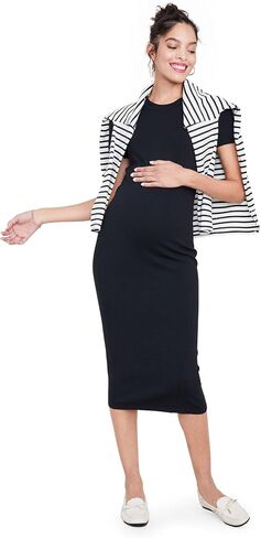 HATCH Collection | Maternity Midi-Length Dress, Two-Way Stretch, for All Occasions | The Eliza Dress, Black, 4 in Saudi Arabia