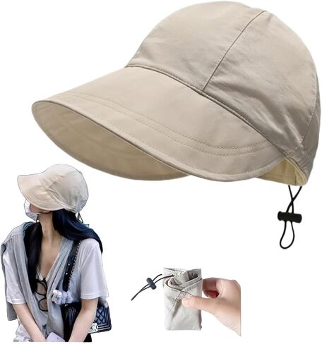 huablo] UPF 50+ Womens Sun Hat Wide Brim Sun Hat UV Protection Hiking Fishing Hats ZYMao-0001 Beige, Beige, One size in Kuwait