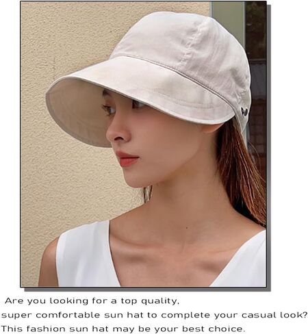 huablo] UPF 50+ Womens Sun Hat Wide Brim Sun Hat UV Protection Hiking Fishing Hats ZYMao-0001 Beige, Beige, One size in Kuwait