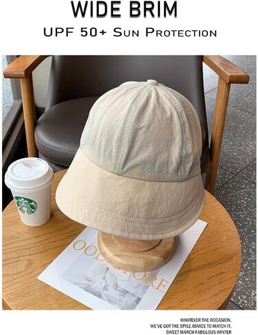huablo] UPF 50+ Womens Sun Hat Wide Brim Sun Hat UV Protection Hiking Fishing Hats ZYMao-0001 Beige, Beige, One size in Kuwait