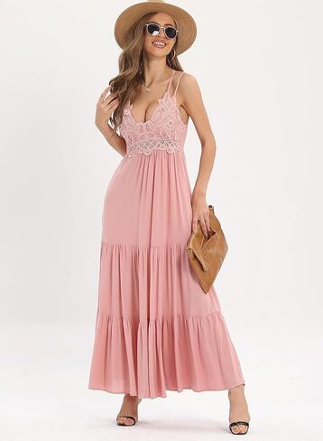 فستان BOMBAXCEIBA نسائي طويل من الدانتيل للشاطئ للحمل وحفلات الزفاف وحفلات استقبال المولود الجديد in Kuwait