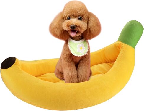 Banana Shape Pet Bed Washable Warming Plush Cat Bed Indoor Small Cat Dog House Calming Cat Mat Cozy Puppy Sleeping Bed All Season Pet Supplies with Cushion in Saudi Arabia