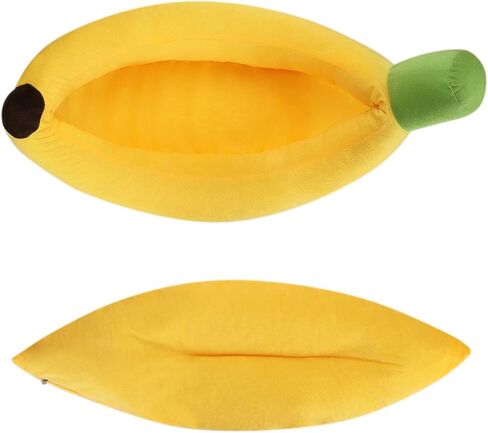 Banana Shape Pet Bed Washable Warming Plush Cat Bed Indoor Small Cat Dog House Calming Cat Mat Cozy Puppy Sleeping Bed All Season Pet Supplies with Cushion in Saudi Arabia