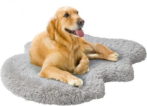 Friends Forever Nala Faux Fur Pet Bed, Soft Shaggy Rug Mat for Dogs, Breathable Egg Crate Orthopedic Foam, Low Profile Dog Bed, Machine Washable Removable Cover, Non-Slip, 20" W x 30" L Grey in Kuwait