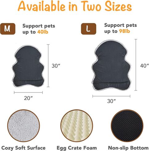 Friends Forever Nala Faux Fur Pet Bed, Soft Shaggy Rug Mat for Dogs, Breathable Egg Crate Orthopedic Foam, Low Profile Dog Bed, Machine Washable Removable Cover, Non-Slip, 20" W x 30" L Grey in Kuwait