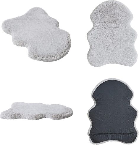 Friends Forever Nala Faux Fur Pet Bed, Soft Shaggy Rug Mat for Dogs, Breathable Egg Crate Orthopedic Foam, Low Profile Dog Bed, Machine Washable Removable Cover, Non-Slip, 20" W x 30" L Grey in Kuwait