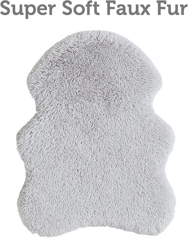 Friends Forever Nala Faux Fur Pet Bed, Soft Shaggy Rug Mat for Dogs, Breathable Egg Crate Orthopedic Foam, Low Profile Dog Bed, Machine Washable Removable Cover, Non-Slip, 20" W x 30" L Grey in Kuwait