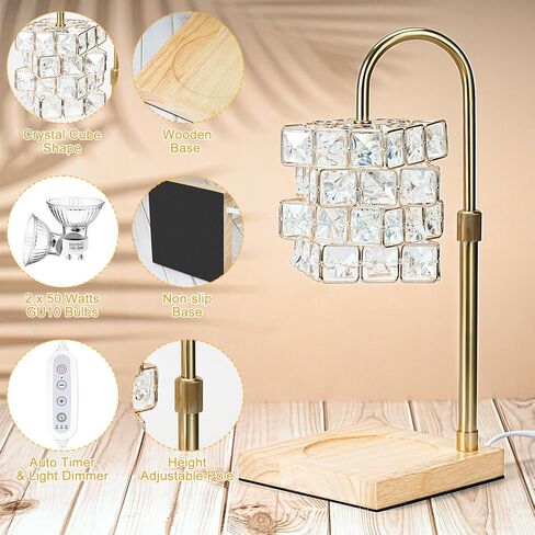 Welltop Candle Warmer Lamp, Candle Lamp Warmer with Timer & Dimmer Electric Top Candle Melter with 2 Bulbs for Jar Candles, Adjustable Height Vintage Wax Melt Warmer Lamps Top Melting for Scented Wax in Kuwait