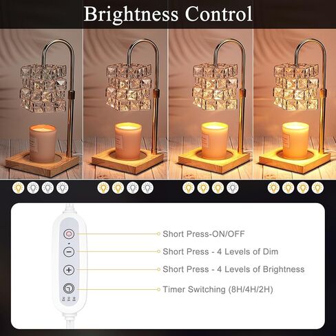 Welltop Candle Warmer Lamp, Candle Lamp Warmer with Timer & Dimmer Electric Top Candle Melter with 2 Bulbs for Jar Candles, Adjustable Height Vintage Wax Melt Warmer Lamps Top Melting for Scented Wax in Kuwait