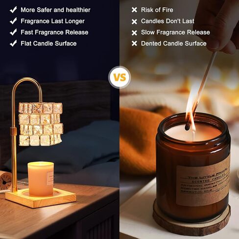 Welltop Candle Warmer Lamp, Candle Lamp Warmer with Timer & Dimmer Electric Top Candle Melter with 2 Bulbs for Jar Candles, Adjustable Height Vintage Wax Melt Warmer Lamps Top Melting for Scented Wax in Kuwait