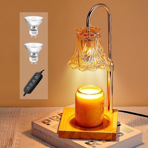 مصباح تدفئة الشموع مع مؤقت، مصابيح كهربائية قابلة للتعتيم لصهر الشمع، مصباح تدفئة شموع بارتفاع قابل للتعديل مع لمبتين، مصابيح غرفة نوم كلاسيكية لتدفئة الشموع لديكور المنزل (الشمعة غير متضمنة) in Kuwait