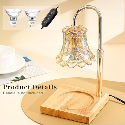 مصباح تدفئة الشموع مع مؤقت، مصابيح كهربائية قابلة للتعتيم لصهر الشمع، مصباح تدفئة شموع بارتفاع قابل للتعديل مع لمبتين، مصابيح غرفة نوم كلاسيكية لتدفئة الشموع لديكور المنزل (الشمعة غير متضمنة) in Kuwait