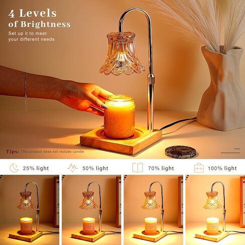 مصباح تدفئة الشموع مع مؤقت، مصابيح كهربائية قابلة للتعتيم لصهر الشمع، مصباح تدفئة شموع بارتفاع قابل للتعديل مع لمبتين، مصابيح غرفة نوم كلاسيكية لتدفئة الشموع لديكور المنزل (الشمعة غير متضمنة) in Kuwait