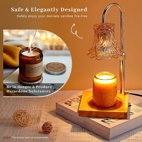 مصباح تدفئة الشموع مع مؤقت، مصابيح كهربائية قابلة للتعتيم لصهر الشمع، مصباح تدفئة شموع بارتفاع قابل للتعديل مع لمبتين، مصابيح غرفة نوم كلاسيكية لتدفئة الشموع لديكور المنزل (الشمعة غير متضمنة) in Kuwait