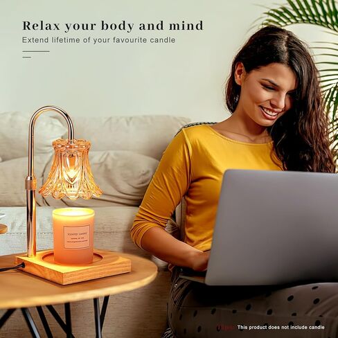مصباح تدفئة الشموع مع مؤقت، مصابيح كهربائية قابلة للتعتيم لصهر الشمع، مصباح تدفئة شموع بارتفاع قابل للتعديل مع لمبتين، مصابيح غرفة نوم كلاسيكية لتدفئة الشموع لديكور المنزل (الشمعة غير متضمنة) in Kuwait