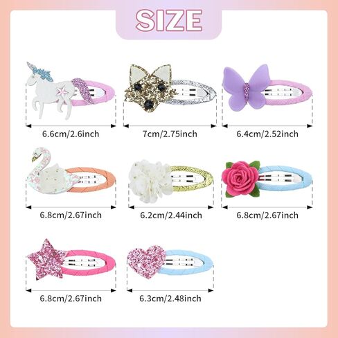 انزوني 16 قطعة من مشابك الشعر على شكل تمساح يونيكورن للبنات الصغيرات، 16 قطعة S2، مقاس واحد in Kuwait