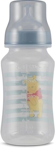 Disney Winnie The Pooh Baby Bottles 11 oz for Boys or Girls | 2 Pack of Infant Hourglass Shaped Bottles with Cover for Newborns and All Babies | BPA-Free Plastic Baby Bottle for Baby Shower in Kuwait