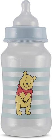 Disney Winnie The Pooh Baby Bottles 11 oz for Boys or Girls | 2 Pack of Infant Hourglass Shaped Bottles with Cover for Newborns and All Babies | BPA-Free Plastic Baby Bottle for Baby Shower in Kuwait