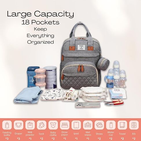 Ainsley and Andy Diaper Bag Backpack With Changing Pad, Large Capacity Diaper Bag, Nappy Changing Bags, Stroller Straps, DiaperBag For 2 Kids, Travel Back Pack for Boys Girls in Saudi Arabia