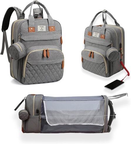 Ainsley and Andy Diaper Bag Backpack With Changing Pad, Large Capacity Diaper Bag, Nappy Changing Bags, Stroller Straps, DiaperBag For 2 Kids, Travel Back Pack for Boys Girls in Saudi Arabia