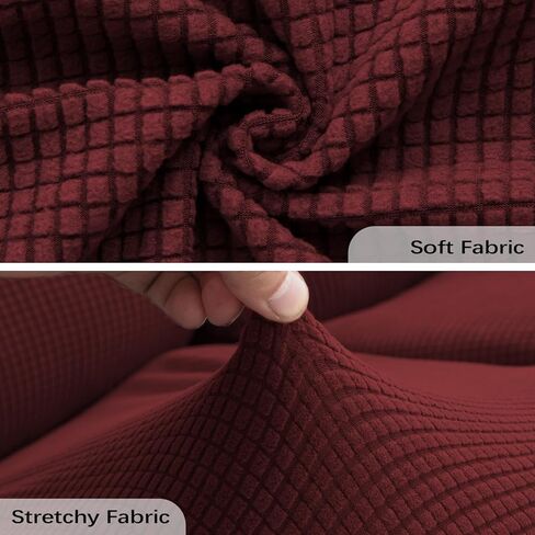 FIGOOO Recliner Sofa Slipcover 4-Piece Stretch Recliner Chair Covers Non Slip Jacquard Recliner Cover with Pockets Reclining Couch Covers Furniture Protector for Dogs Cats(Grey Feather,1 Seater) in Kuwait