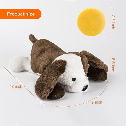 NA Extragele Heartbeat Toy Puppy Toy Heartbeat Stuffed Toy Dog Anxiety Toy Dog Behavioral Aid Toy for Pet Cuddle Comfort Soother Sleep Aid Calm,Dog Plush Toy with Heartbeat，White and Dark Brown in Saudi Arabia