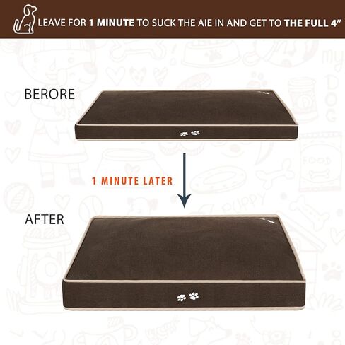 سرير الكلب KROSER، مرتبة سرير سميكة على شكل قفص للحيوانات الأليفة، فائقة النعومة مع بطانة داخلية مقاومة للماء وغطاء قابل للغسل (بارد ودافئ)، بساط نوم للكلاب/القطط in Kuwait