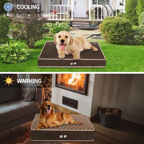 سرير الكلب KROSER، مرتبة سرير سميكة على شكل قفص للحيوانات الأليفة، فائقة النعومة مع بطانة داخلية مقاومة للماء وغطاء قابل للغسل (بارد ودافئ)، بساط نوم للكلاب/القطط in Kuwait