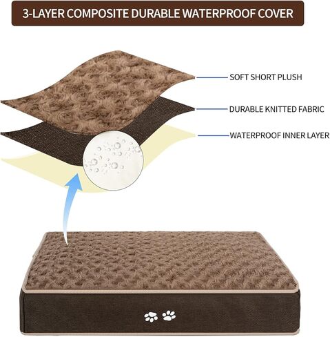 سرير الكلب KROSER، مرتبة سرير سميكة على شكل قفص للحيوانات الأليفة، فائقة النعومة مع بطانة داخلية مقاومة للماء وغطاء قابل للغسل (بارد ودافئ)، بساط نوم للكلاب/القطط in Kuwait